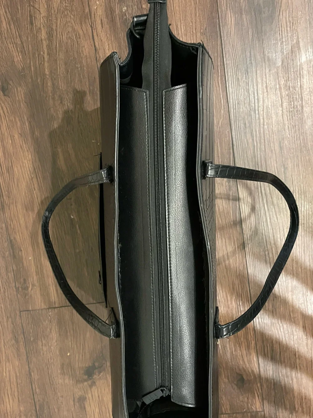 BEIS Black Croc-Embossed Structured Work Tote